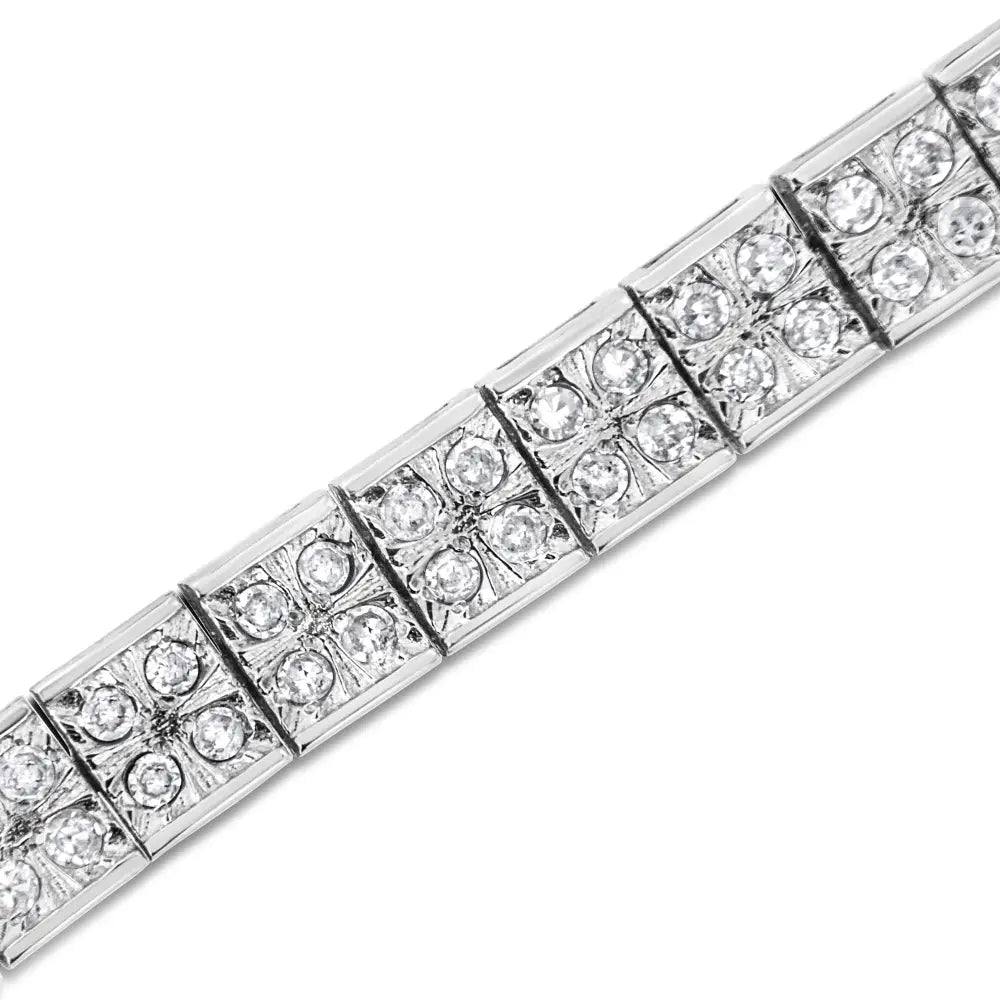 .925 Sterling Silver 2 Cttw Prong Set Round-cut Diamond 4 Stone Box Link Bracelet (i-j Color I3 Clarity) - 7.25’’