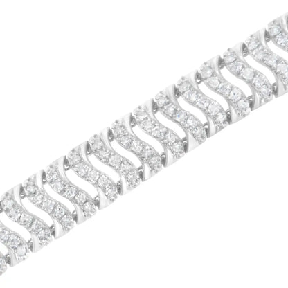 .925 Sterling Silver 3.0 Cttw Diamond Chevron ?S’ Wave Link Bracelet (i-j Color I1-i2 Clarity) - 7.25 - Fine Jewelry