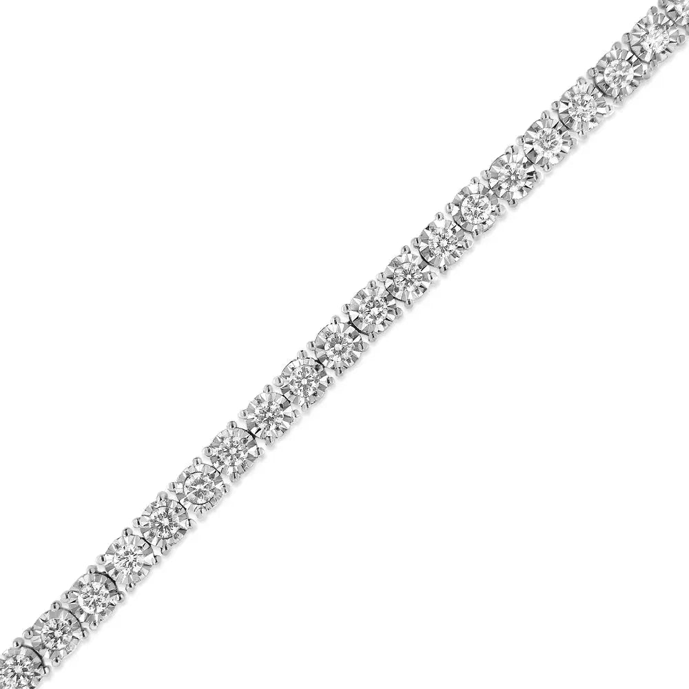 .925 Sterling Silver 3.0 Cttw Diamond Illusion-set Miracle Plate Tennis Bracelet (i-j Color I3 Clarity) - 7’’