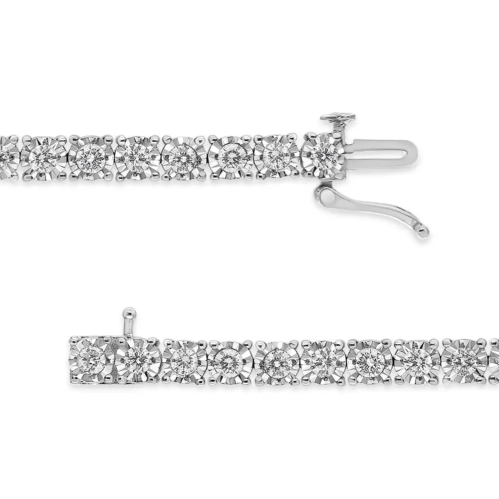 .925 Sterling Silver 3.0 Cttw Diamond Illusion-set Miracle Plate Tennis Bracelet (i-j Color I3 Clarity) - 7’’