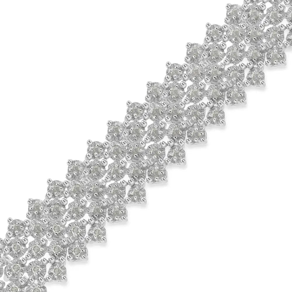 .925 Sterling Silver 3.0 Cttw Diamond Multi-row Tennis Bracelet (i-j Clarity I3 Color) - Size 7’’ - Fine Jewelry