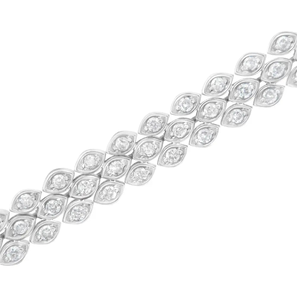 .925 Sterling Silver 3.0 Cttw Diamond Pave-set Marquise Shaped Banded Link Bracelet (i-j Color I2-i3 Clarity)