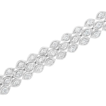 .925 Sterling Silver 3.0 Cttw Diamond Pave-set Marquise Shaped Banded Link Bracelet (i-j Color I2-i3 Clarity)