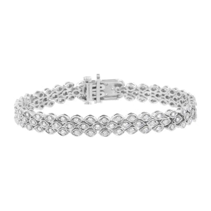 .925 Sterling Silver 3.0 Cttw Diamond Pave-set Marquise Shaped Banded Link Bracelet (i-j Color I2-i3 Clarity)