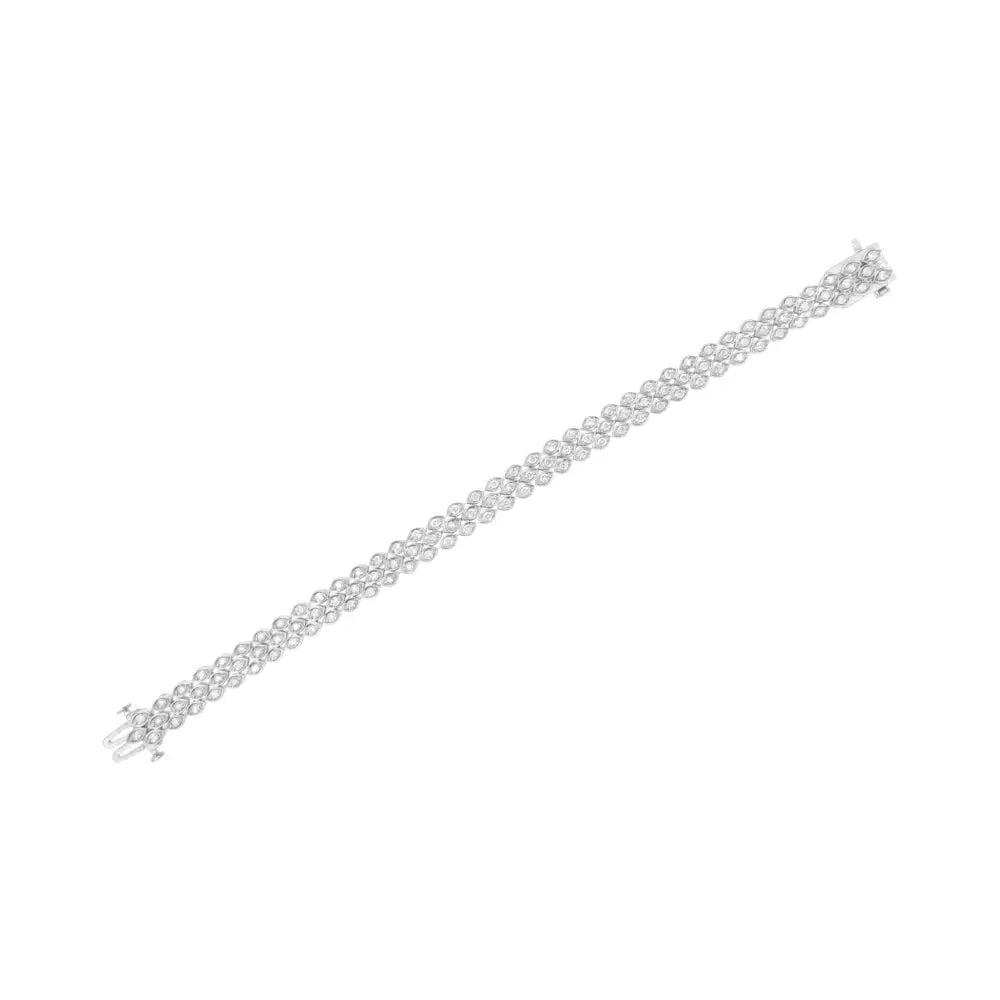 .925 Sterling Silver 3.0 Cttw Diamond Pave-set Marquise Shaped Banded Link Bracelet (i-j Color I2-i3 Clarity)