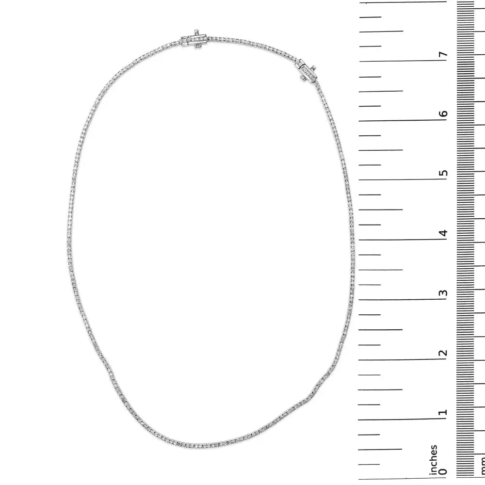 .925 Sterling Silver 3.0 Cttw Lab-grown Diamond Tennis Necklace (f-g Color Vs2-si1 Clarity) - 18’’ Inches - Fine