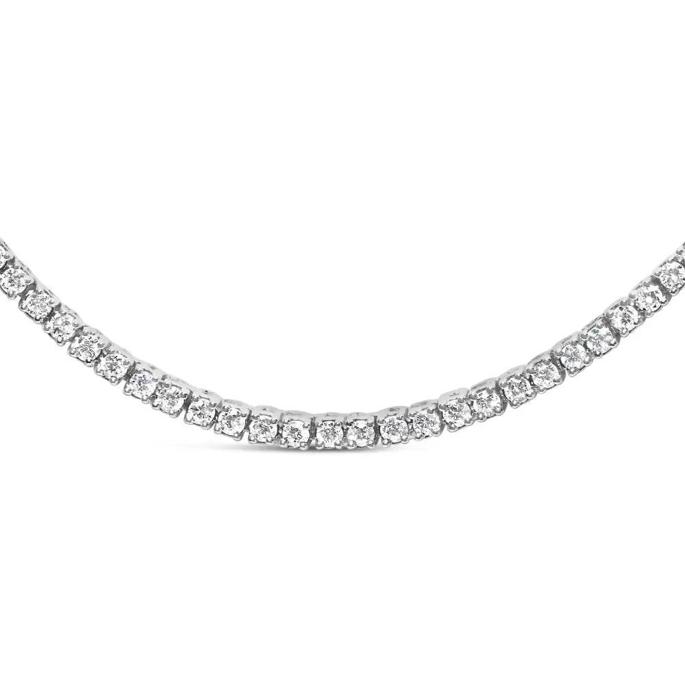 .925 Sterling Silver 3.0 Cttw Lab-grown Diamond Tennis Necklace (f-g Color Vs2-si1 Clarity) - 18’’ Inches - Fine