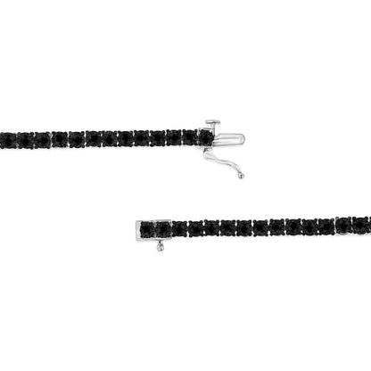 .925 Sterling Silver 3.0 Cttw Miracle-set Treated Black Diamond Round Miracle Plate Tennis Bracelet (black Color I3