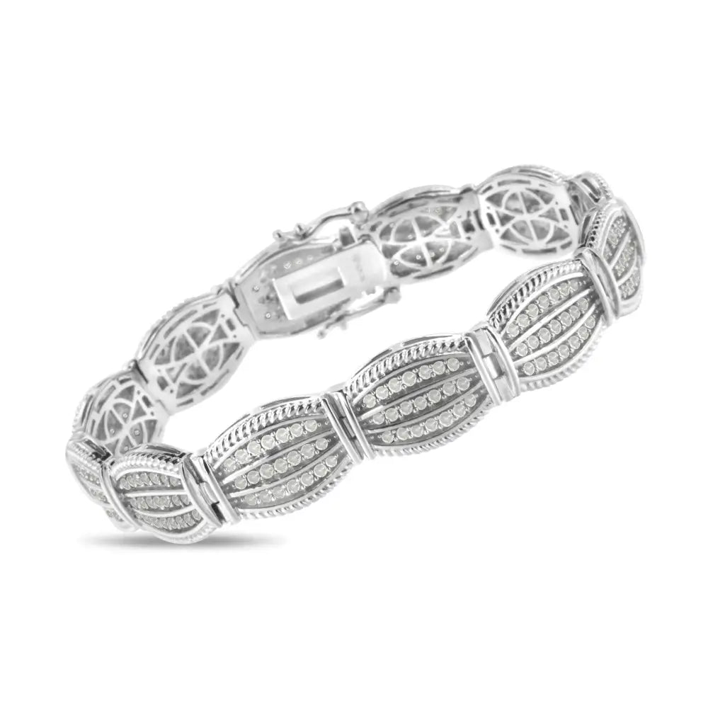 .925 Sterling Silver 3.0 Cttw Prong Set Diamond Art Deco Style Tennis Bracelet (i-j Color I2-i3 Clarity) - 7.25’’