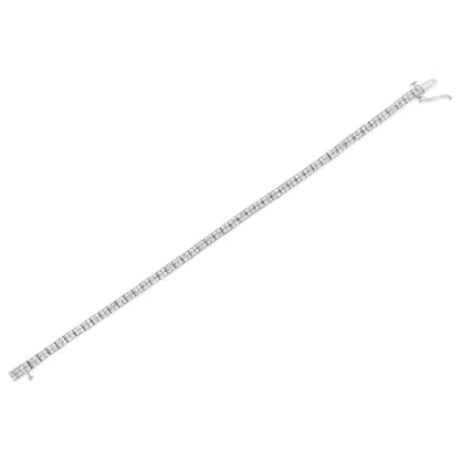 .925 Sterling Silver 3.0 Cttw Prong-set Round Diamond 2 Row Link Tennis Bracelet (i-j Color I3 Clarity) - 7.25’’