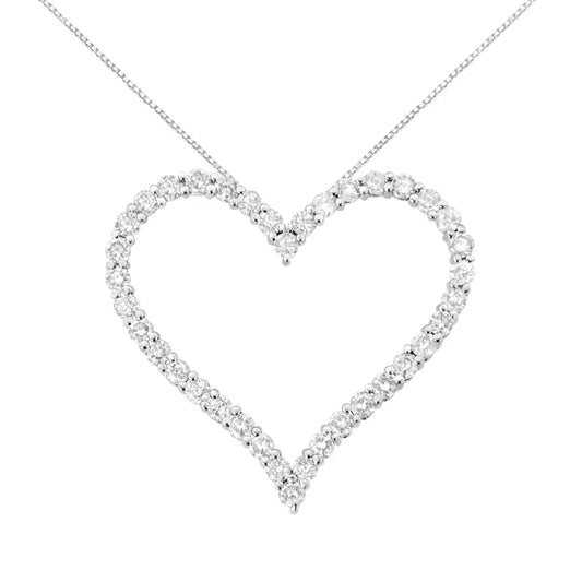 .925 Sterling Silver 3.0 Cttw Round-cut Diamond Open Heart Pendant Necklace (i-j Color I2-i3 Clarity) - 18’’ - Fine