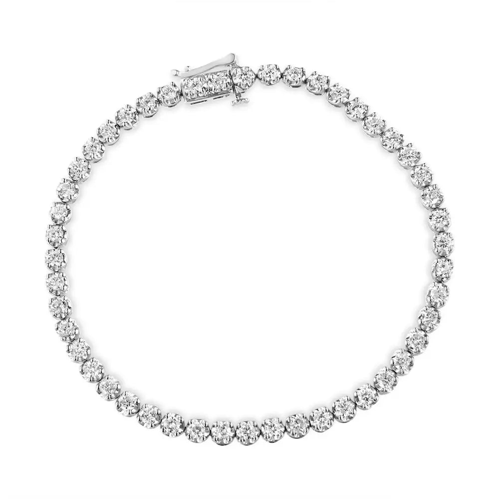 .925 Sterling Silver 3.00 Cttw Prong Set Round-cut Diamond Tennis Link 7.25’’ Bracelet (i-j Color I1-i2 Clarity)