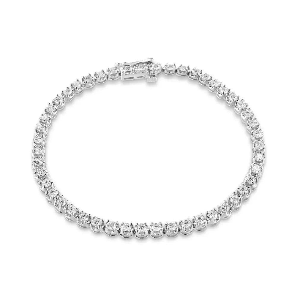 .925 Sterling Silver 3.00 Cttw Prong Set Round-cut Diamond Tennis Link 7.25’’ Bracelet (i-j Color I1-i2 Clarity)