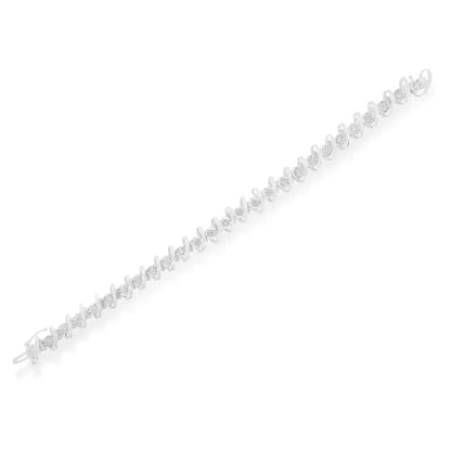 .925 Sterling Silver 3/4 Cttw Diamond Illusion Plate Link Bracelet (i-j Color I3 Clarity) - Size 7.25’’ - Fine