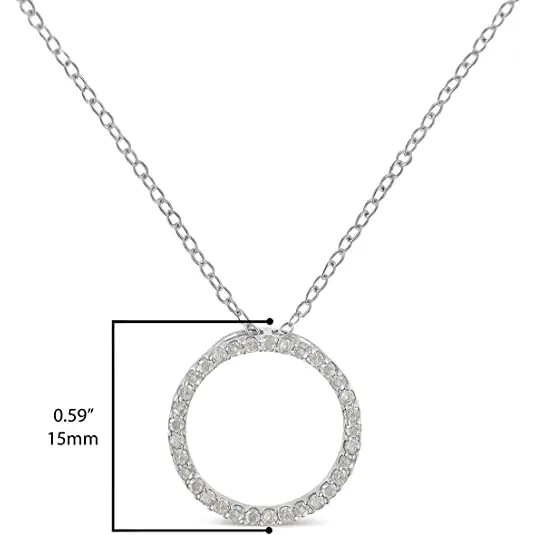 .925 Sterling Silver 3/4 Cttw Round-cut Diamond Open Circle Halo 18’’ Pendant Necklace (i-j Color I3 Clarity)