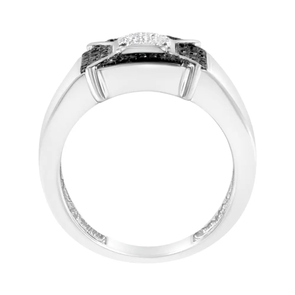 .925 Sterling Silver 3/8 Cttw Composite Enhanced Black and White Diamond Men’s Band Ring (h-i I2-i3) - Fine Jewelry