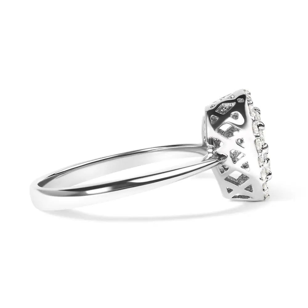 .925 Sterling Silver 3/8 Cttw Lab Grown Diamond Cluster and Halo Pear Promise Ring (g-h Color Vs2-si1 Clarity) - Size 7