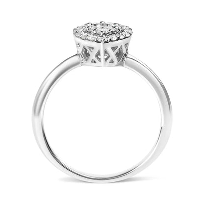 .925 Sterling Silver 3/8 Cttw Lab Grown Diamond Cluster and Halo Pear Promise Ring (g-h Color Vs2-si1 Clarity) - Size 7