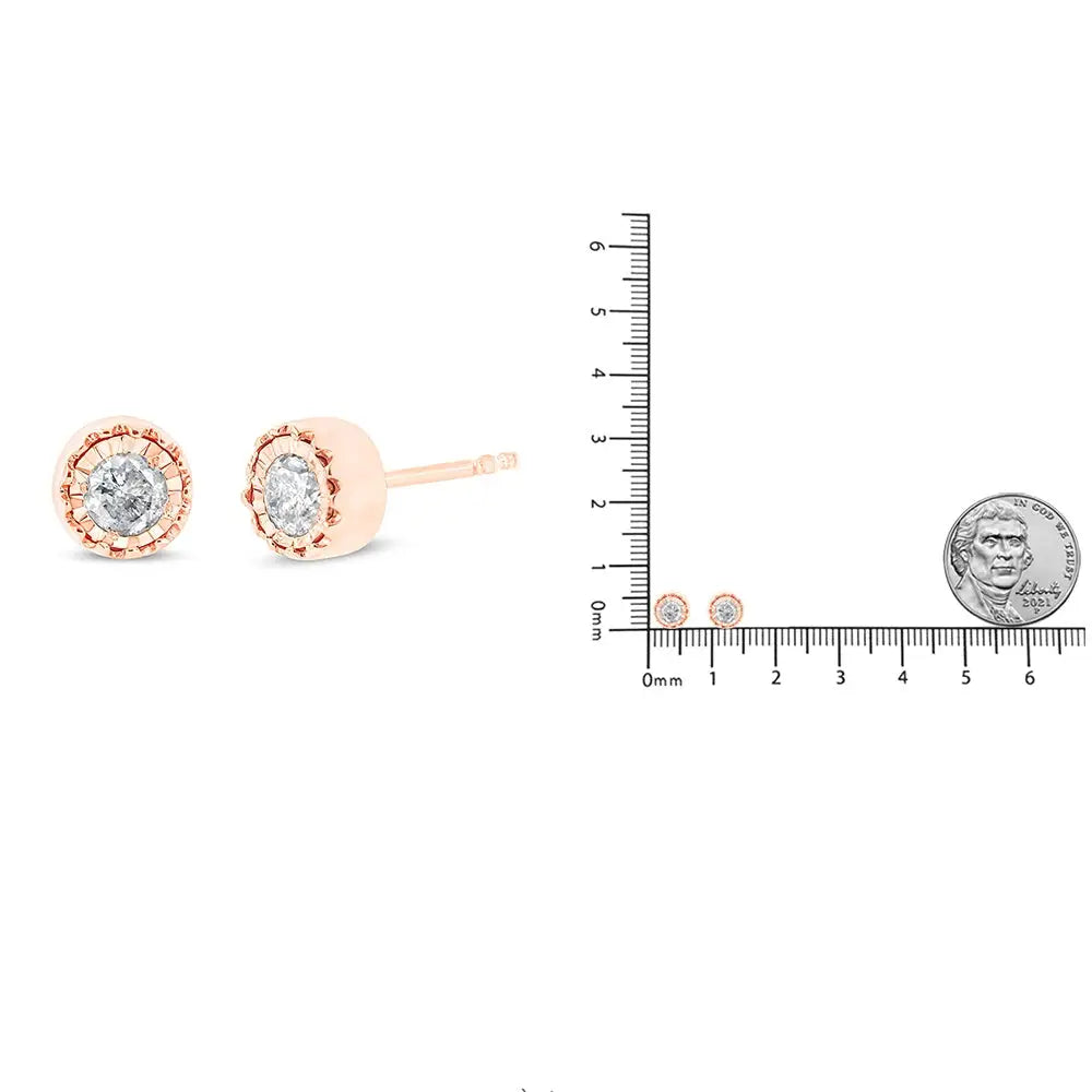 .925 Sterling Silver 3/8 Cttw Solitaire Diamond Miracle Set Stud Earrings (j-k Color I3 Clarity) - Fine Jewelry