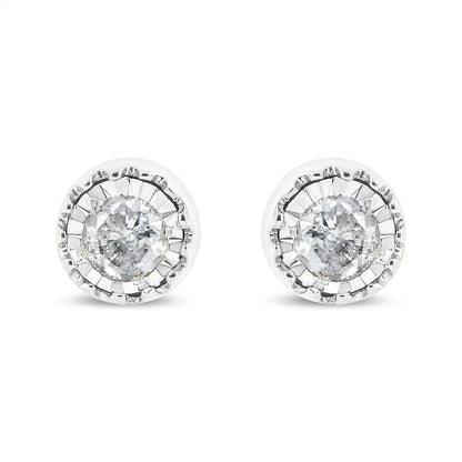 .925 Sterling Silver 3/8 Cttw Solitaire Diamond Miracle Set Stud Earrings (j-k Color I3 Clarity) - Fine Jewelry