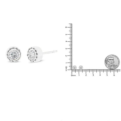 .925 Sterling Silver 3/8 Cttw Solitaire Diamond Miracle Set Stud Earrings (j-k Color I3 Clarity) - Fine Jewelry