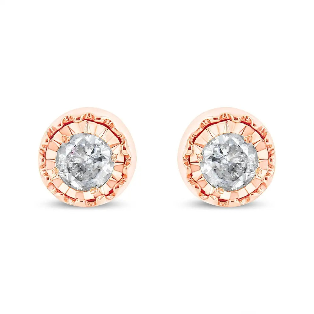 .925 Sterling Silver 3/8 Cttw Solitaire Diamond Miracle Set Stud Earrings (j-k Color I3 Clarity) - Fine Jewelry