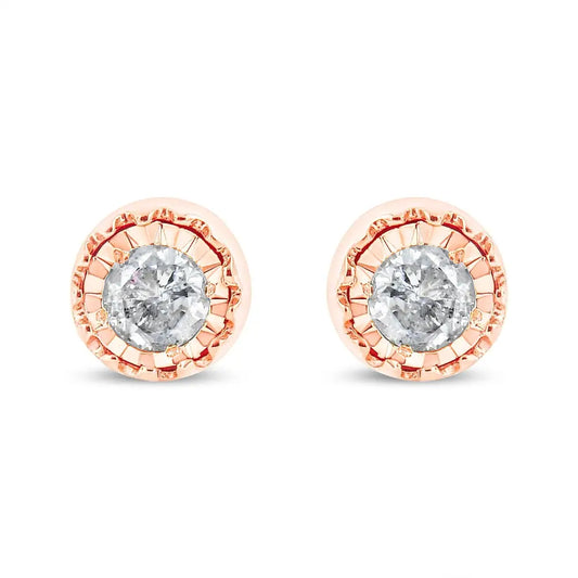 .925 Sterling Silver 3/8 Cttw Solitaire Diamond Miracle Set Stud Earrings (j-k Color I3 Clarity) - Fine Jewelry