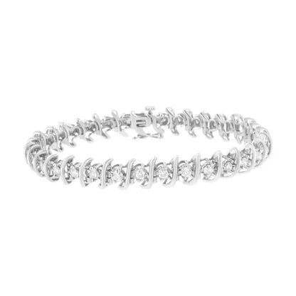 .925 Sterling Silver 3 Cttw Diamond ?S’ Link Bracelet (i-j Clarity I2-i3 Color) - Size 7.5’’ - Fine Jewelry us Direct