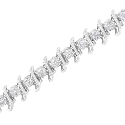 .925 Sterling Silver 3 Cttw Diamond ?S’ Link Bracelet (i-j Clarity I2-i3 Color) - Size 7.5’’ - Fine Jewelry us Direct