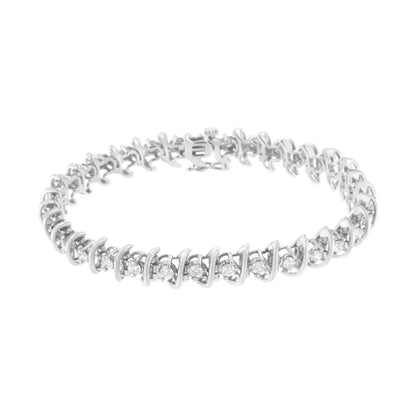 .925 Sterling Silver 3 Cttw Diamond ?S’ Link Bracelet (i-j Clarity I2-i3 Color) - Size 7.5’’ - Fine Jewelry us Direct