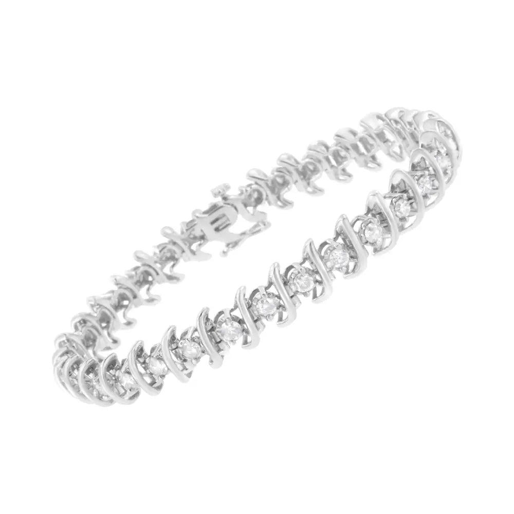 .925 Sterling Silver 3 Cttw Diamond ?S’ Link Bracelet (i-j Clarity I2-i3 Color) - Size 7.5’’ - Fine Jewelry us Direct