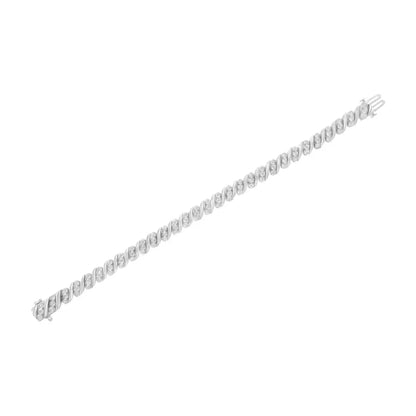 .925 Sterling Silver 3-stone Row Diamond ?S’ Link Bracelet (1 Cttw I-j Color I3 Clarity) - Size 7.5’’ - Fine