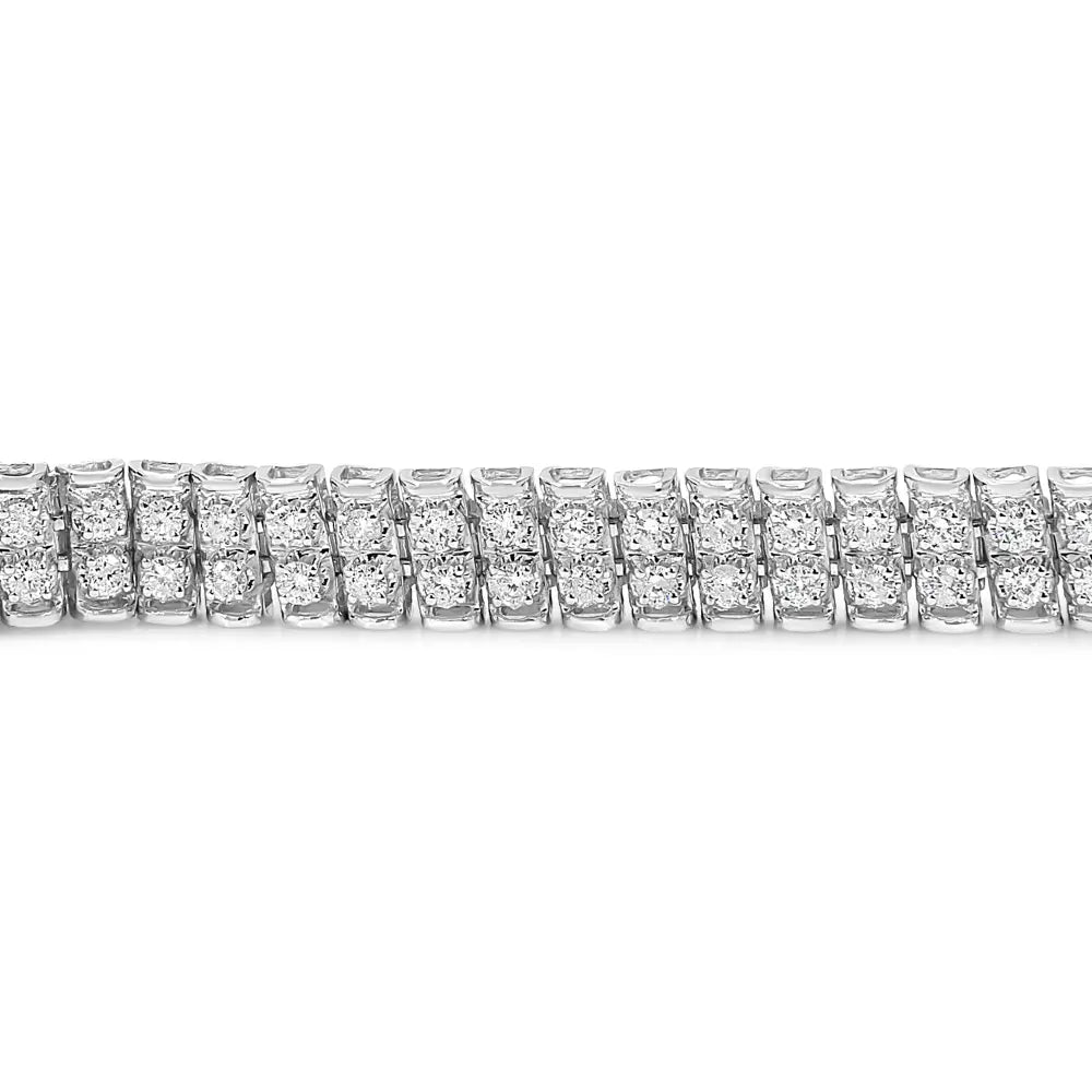 .925 Sterling Silver 4.0 Cttw Diamond Double Row Tennis Bracelet (i-j Color I1-i2 Clarity) - 7.5’’ Inches - Fine