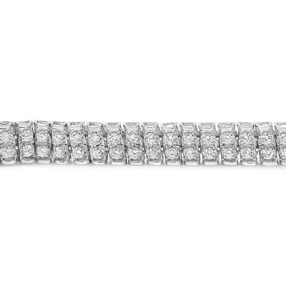 .925 Sterling Silver 4.0 Cttw Diamond Double Row Tennis Bracelet (i-j Color I1-i2 Clarity) - 7.5’’ Inches - Fine