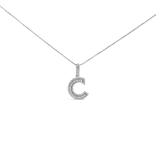 .925 Sterling Silver 4/5 Cttw Round Lab-grown Diamond ?C’ Pendant Necklace - 18’’ (f-g Color Vs2-si1 Clarity)