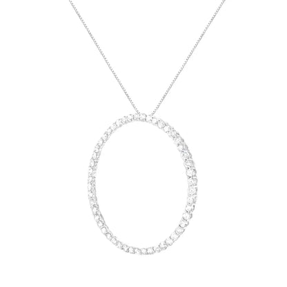 .925 Sterling Silver 4 Cttw Prong Set Round-cut Diamond Open Circle Hoop 18’’ Pendant Necklace (j-k Color I1-i2