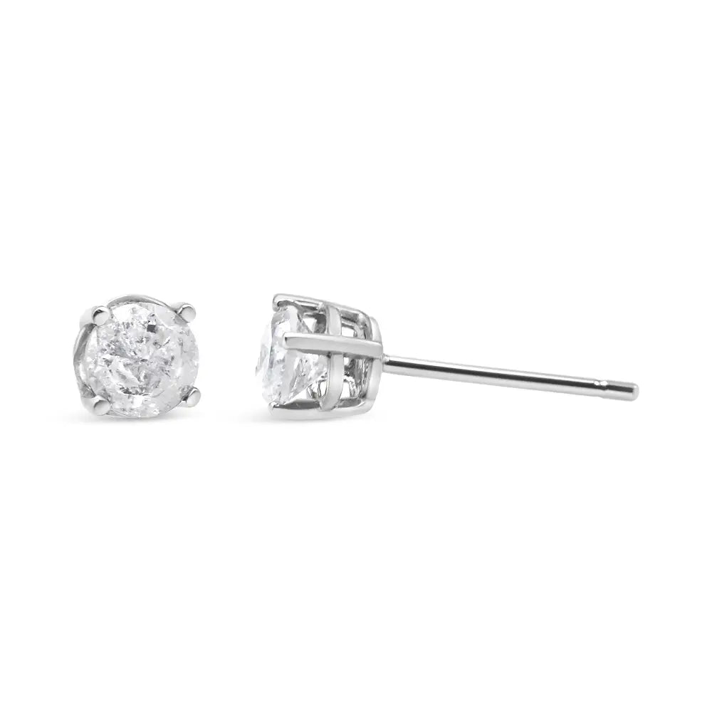 .925 Sterling Silver 4-prong Round-cut ?Salt and Pepper’ Diamond Classic Stud Earrings (i-j Color I3 Clarity) - Fine