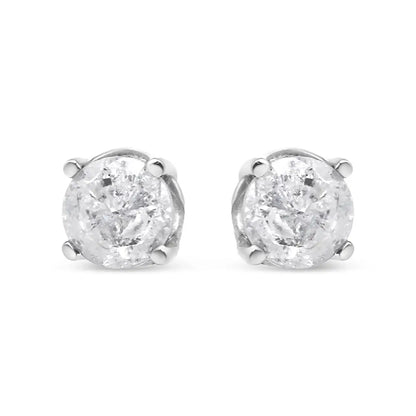 .925 Sterling Silver 4-prong Round-cut ?Salt and Pepper’ Diamond Classic Stud Earrings (i-j Color I3 Clarity) - Fine