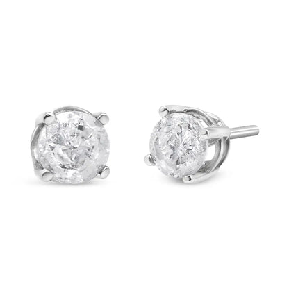 .925 Sterling Silver 4-prong Round-cut ?Salt and Pepper’ Diamond Classic Stud Earrings (i-j Color I3 Clarity) - Fine