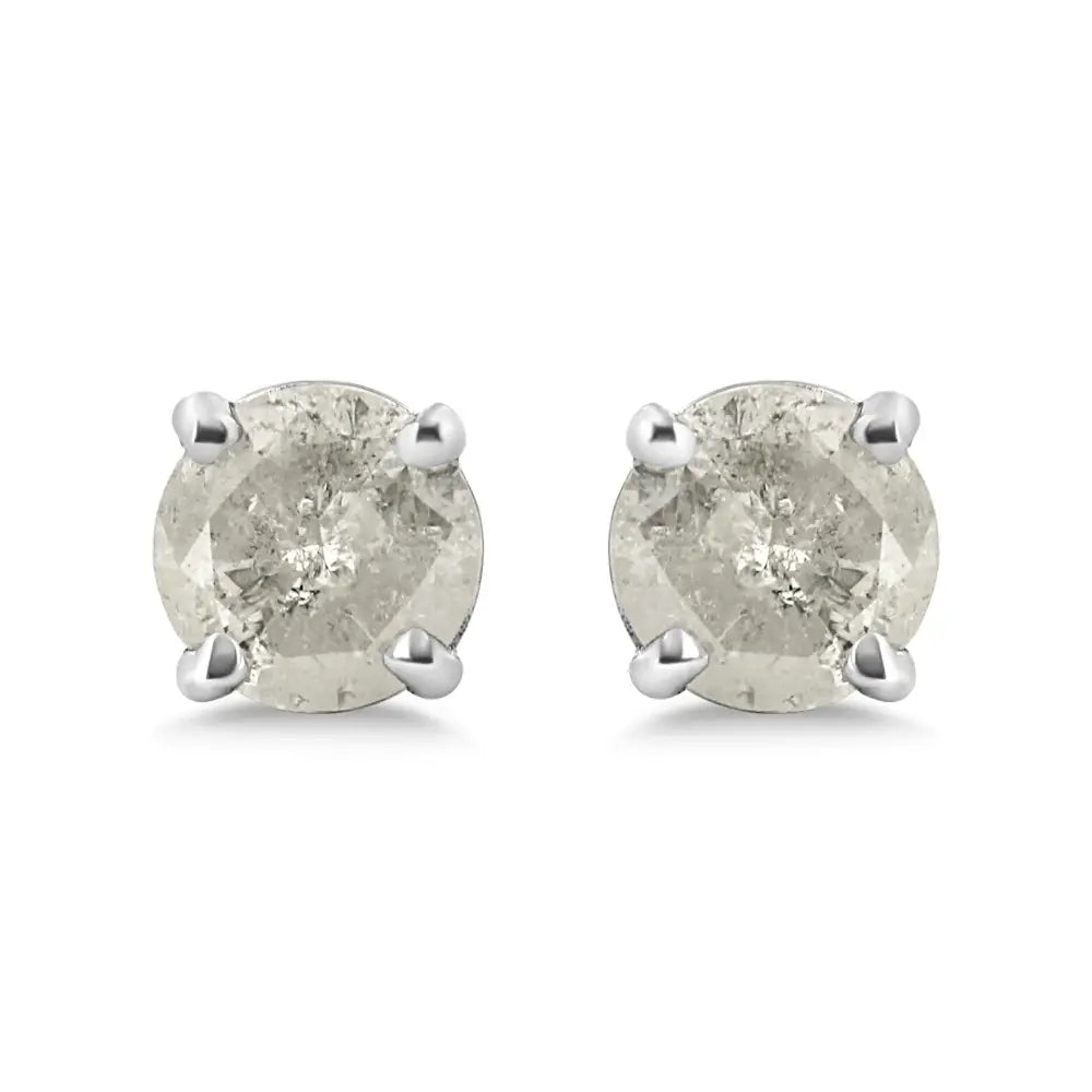 .925 Sterling Silver 4-prong Round-cut ?Salt and Pepper’ Diamond Classic Stud Earrings (i-j Color I3 Clarity) - Fine