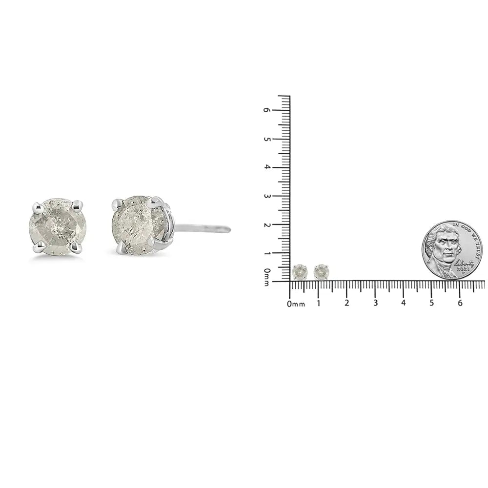 .925 Sterling Silver 4-prong Round-cut ?Salt and Pepper’ Diamond Classic Stud Earrings (i-j Color I3 Clarity) - Fine