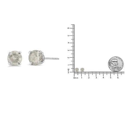 .925 Sterling Silver 4-prong Round-cut ?Salt and Pepper’ Diamond Classic Stud Earrings (i-j Color I3 Clarity) - Fine