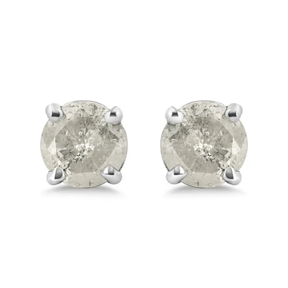 .925 Sterling Silver 4-prong Round-cut ?Salt and Pepper’ Diamond Classic Stud Earrings (i-j Color I3 Clarity) - Fine