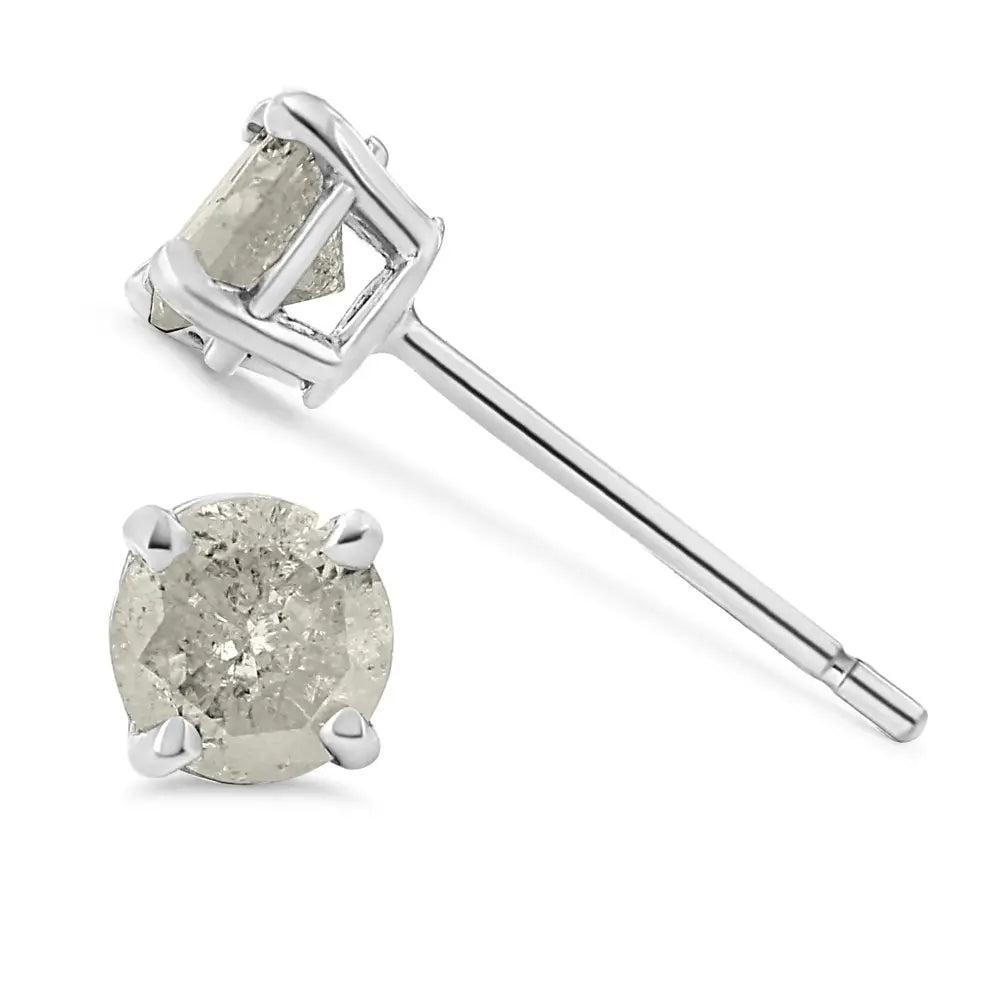 .925 Sterling Silver 4-prong Round-cut ?Salt and Pepper’ Diamond Classic Stud Earrings (i-j Color I3 Clarity) - Fine