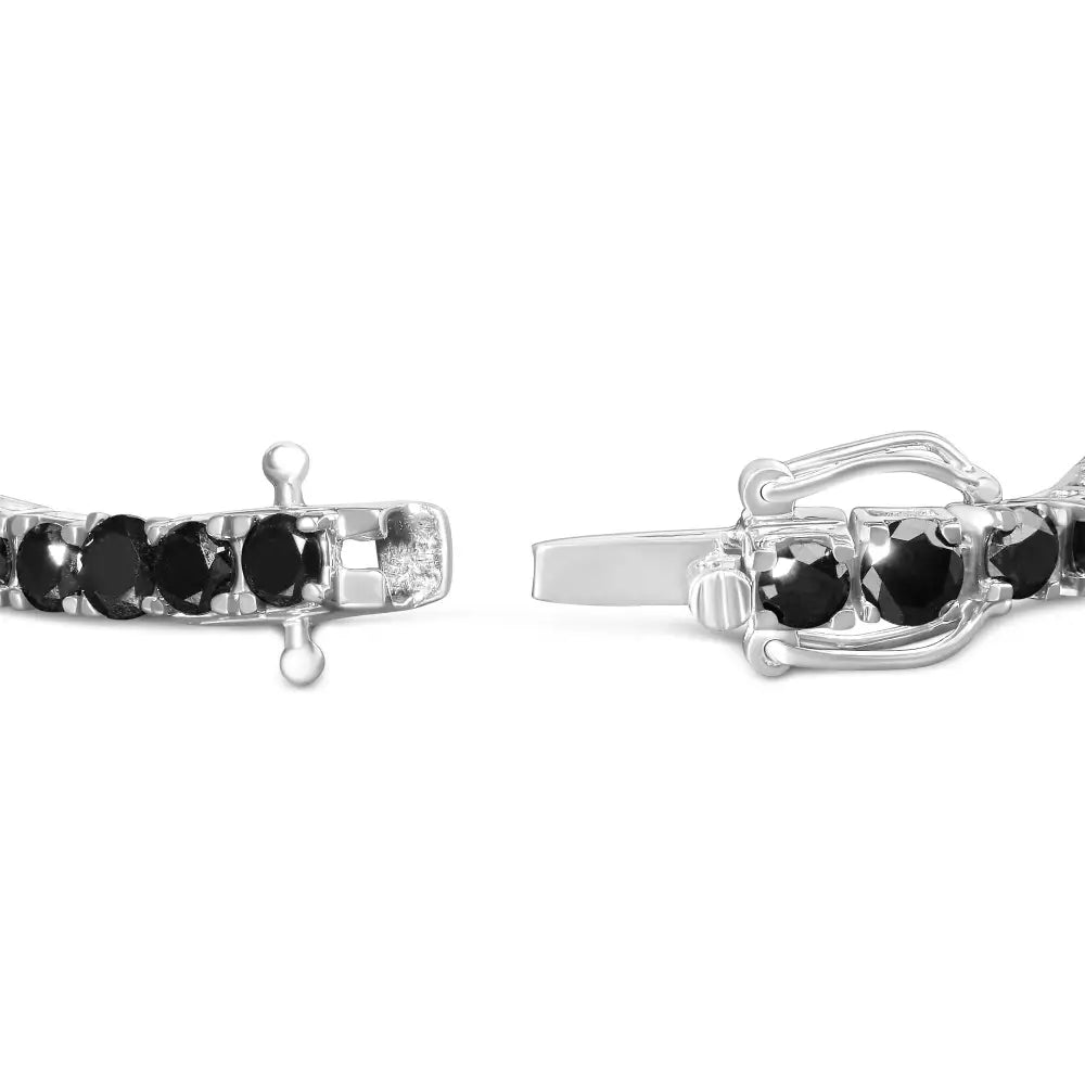 .925 Sterling Silver 4-prong Set Treated Black Round-cut Diamond Classic Tennis Bracelet (black Color I2-i3 Clarity)