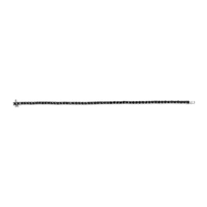 .925 Sterling Silver 4-prong Set Treated Black Round-cut Diamond Classic Tennis Bracelet (black Color I2-i3 Clarity)