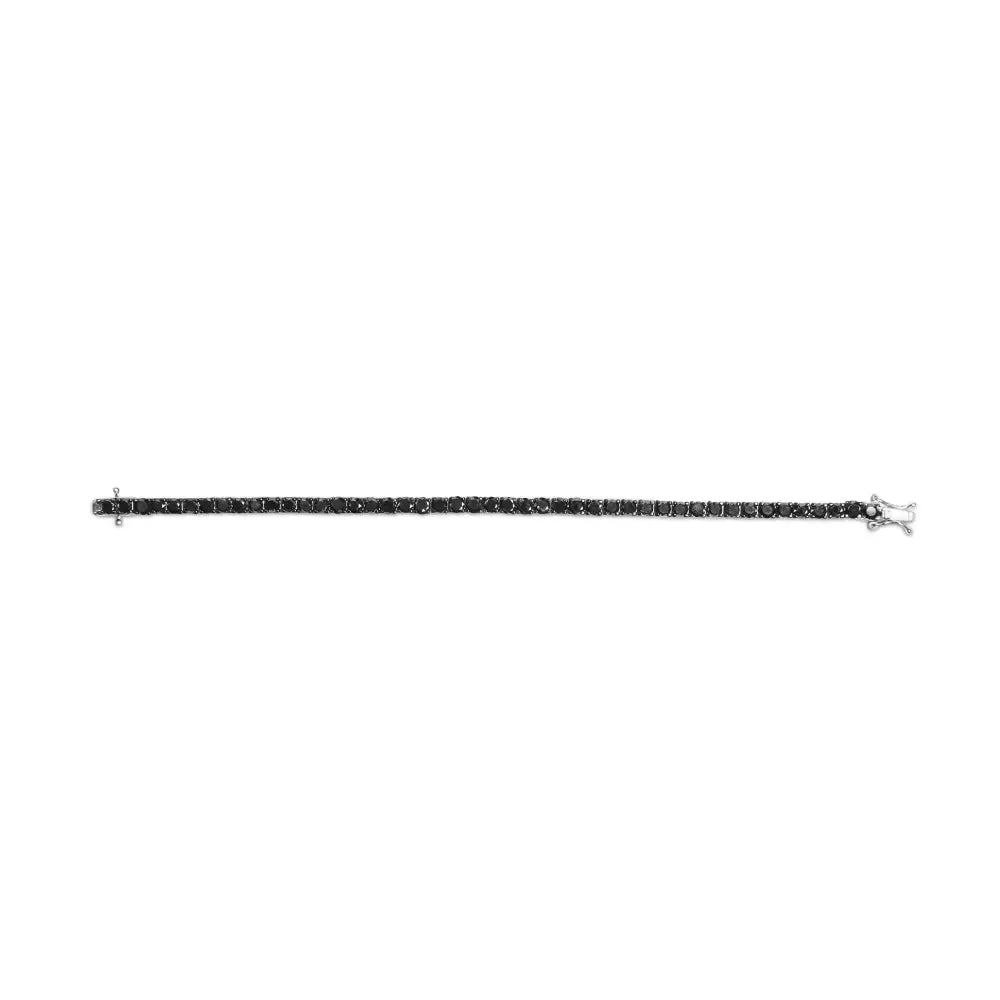 .925 Sterling Silver 4-prong Set Treated Black Round-cut Diamond Classic Tennis Bracelet (black Color I2-i3 Clarity)