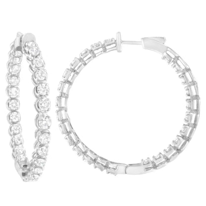 .925 Sterling Silver 7.0 Cttw Diamond 1-¾ Inside out Hinged Leverback Hoop Earrings (i-j Color I1-i2 Clarity) - Fine