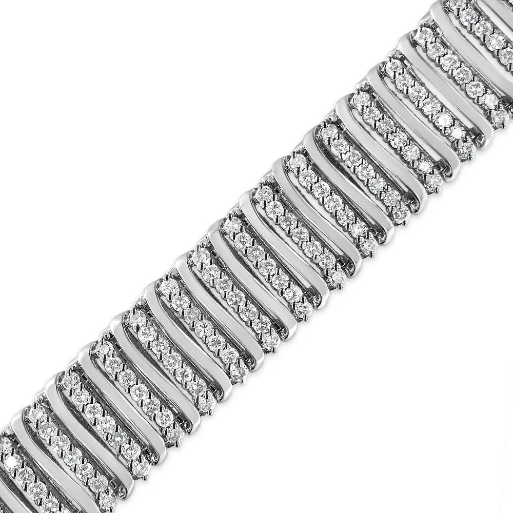 .925 Sterling Silver 8 1/2 Cttw Diamond 7 Row Chevron ?S’ Curved Link Tennis Bracelet (i-j Color I1-i2 Clarity)