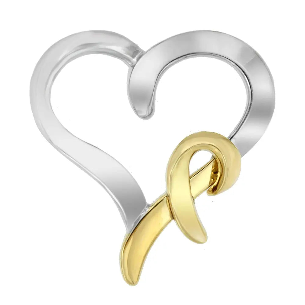 .925 Sterling Silver and 14k Yellow Gold Two-tone Heart Shaped Pendant Necklace - Fine Jewelry us Direct